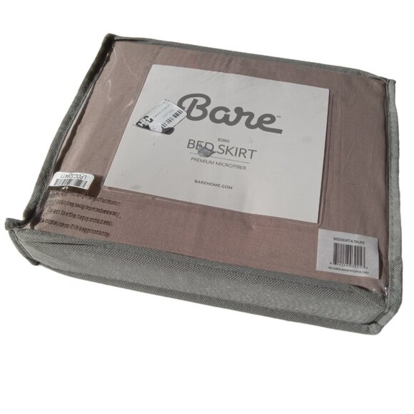 New Bare King Taupe Bed Skirt Premium Microfiber - Picture 3 of 8